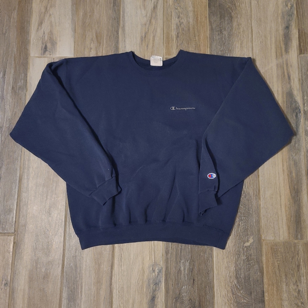 Vintage Y2K Navy Blue Champion Spellout Sweatshirt Crewneck
